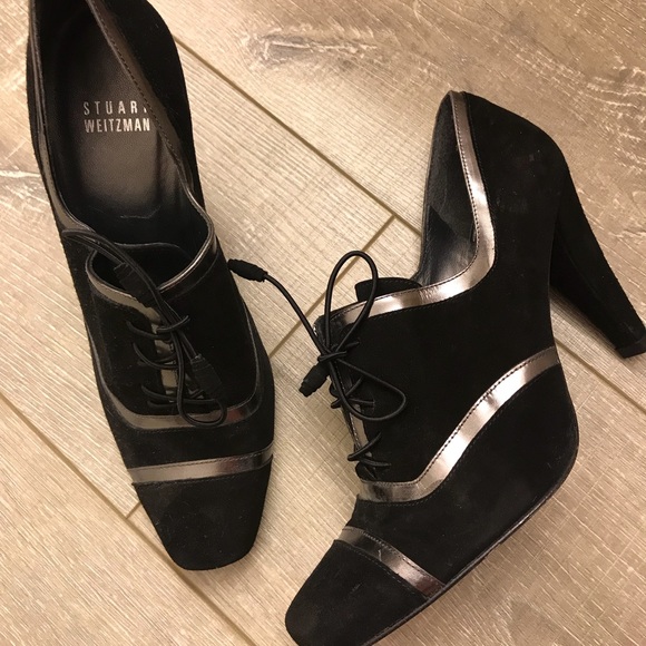 Stuart Weitzman Shoes - Stuart Weitzman Black Suede Lace Up Pumps